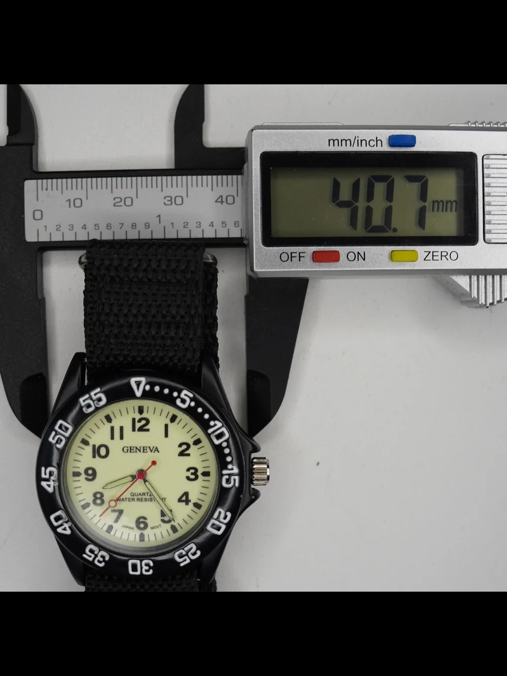 Geneva RW-34 Men's Quartz Sport Watch Luminous Dial Black Nylon Band Japan Movt